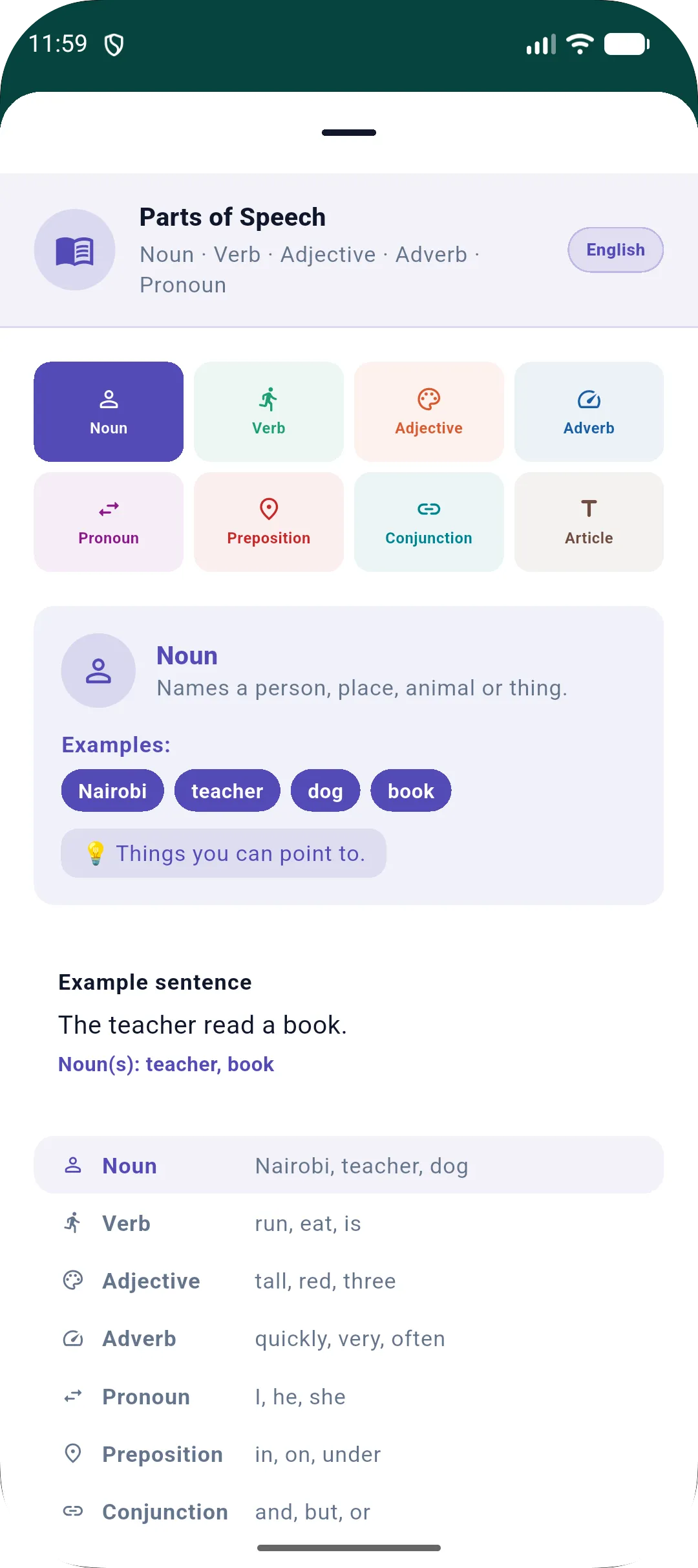 Parts of Speech · English