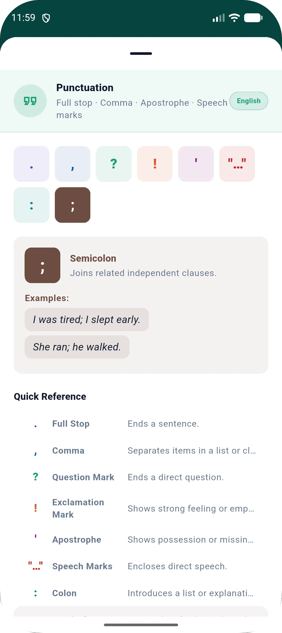 Punctuation · English