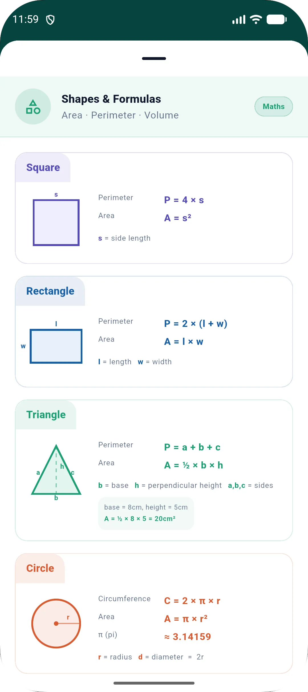 Study cards for quick revision